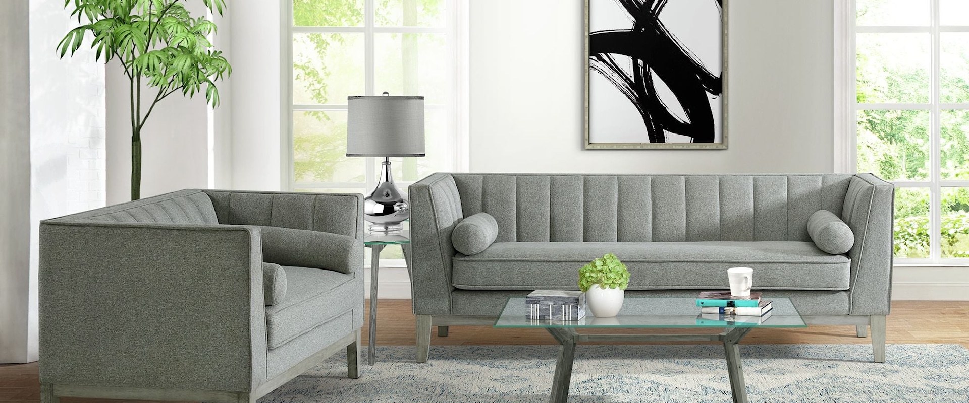 Contemporary 2-Piece Living Room Set