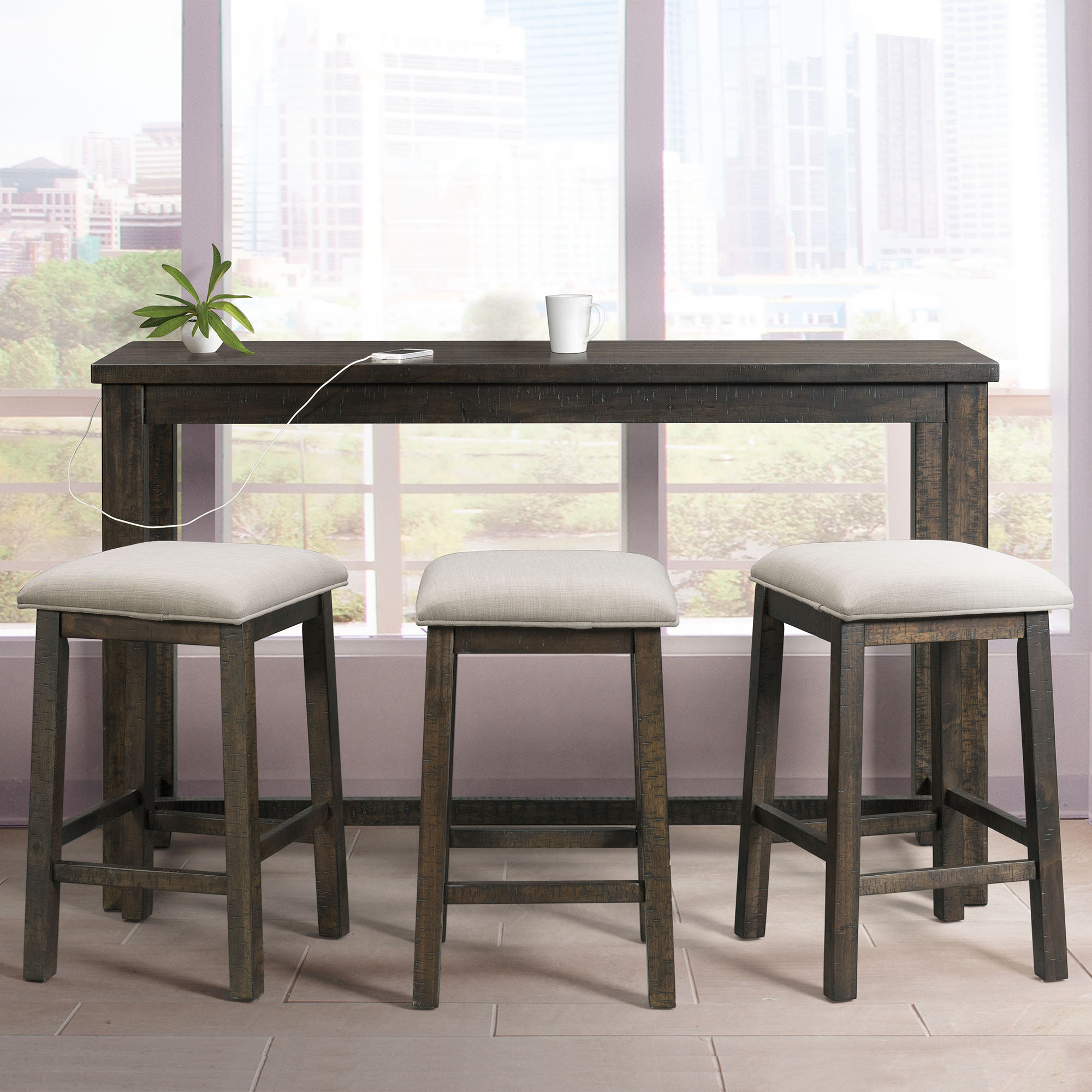 Elements International Stone Bar Height Dining Set