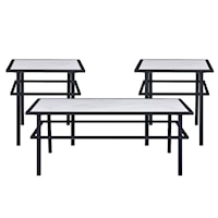 Transitional 3-Piece Occasional Set with Black Metal Legs and White Marble Top