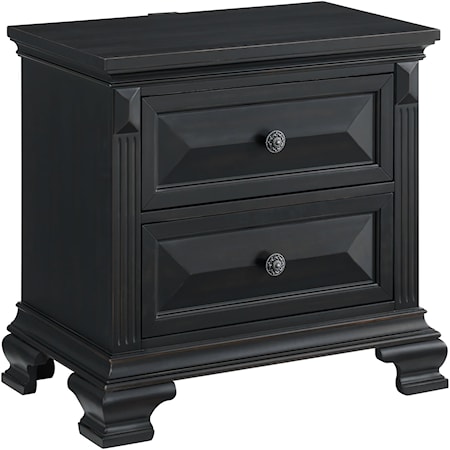 Transitional 2-Drawer Nightstand with USB