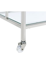 Elements International Ezra Glam Bar Cart with Tempered Glass and Chrome Finish