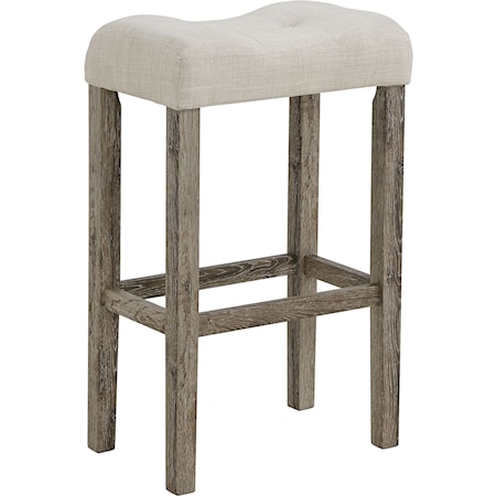 Transitional Barstool with Button Tufting 