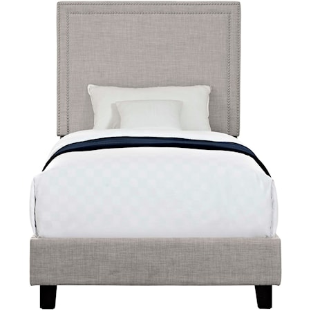 Contemporary Twin Bed with Nailhead Trim 