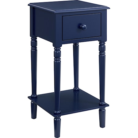 Transitional Single Drawer Nightstand with Lower Shelf and USB Port