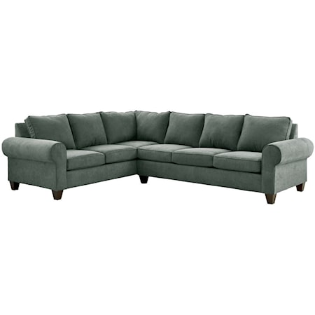 Transitional LHF Sectional Sofa with Rolled Arms