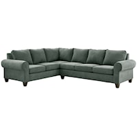 Transitional Stationary RHF Sectional Sofa with Rolled Arms