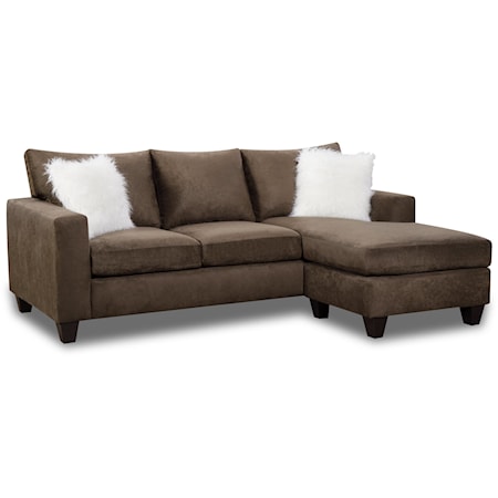 Transitional Chaise Sofa with Throw Pillows