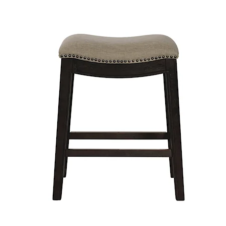 24'' Counter Stool - Linen / Dark Wash