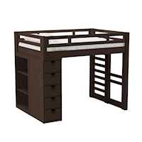 Cali Kids Complete Basic Loft Twin Bookcase Bed in Brown