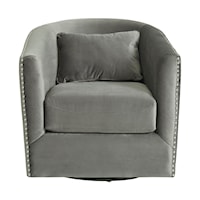 Transitional Swivel Chair with Nailheads