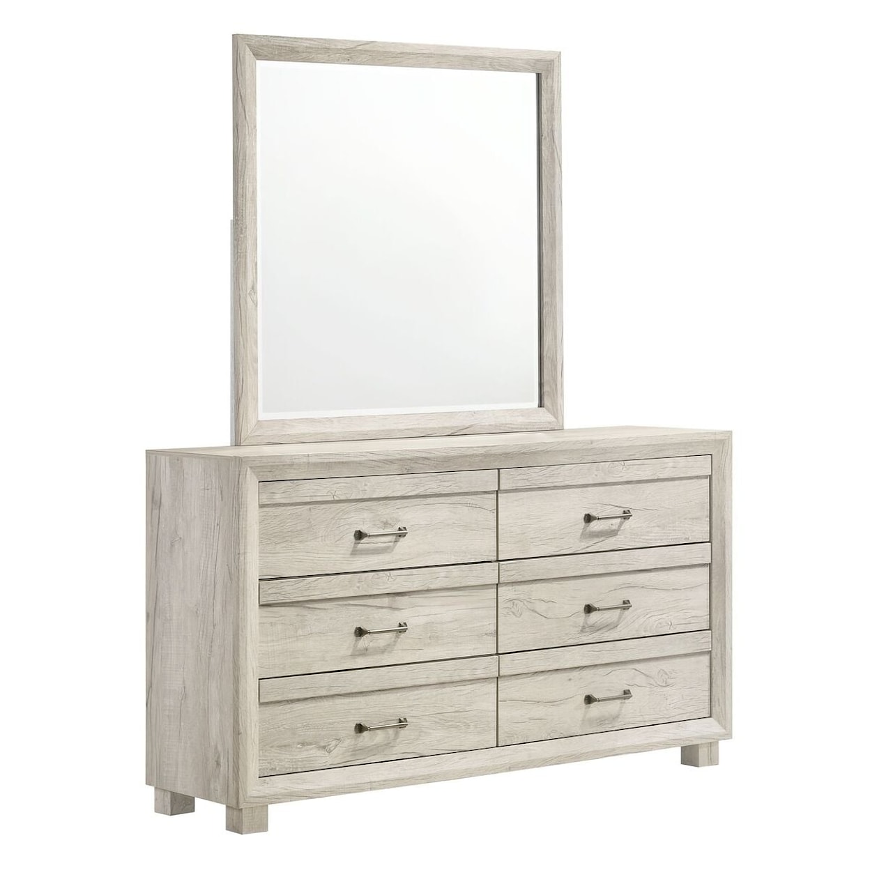 Elements International Fort Worth White Dresser & Mirror