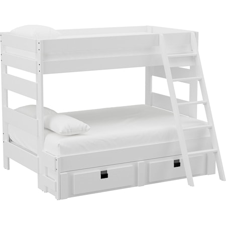 Cali Kids Complete Twin Over Full Bunk With Ladder and Trundle in White