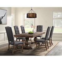 Rustic Dining Room Set with Tufted Chairs