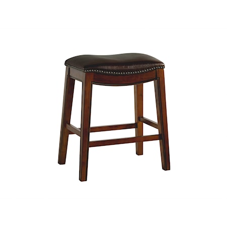 Rustic Counter Height Stool with Nailhead Trim