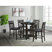 Transitional 5-Piece Counter Height Dining Set with Faux Leather Side Chairs