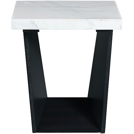 Contemporary End Table with Marble Top