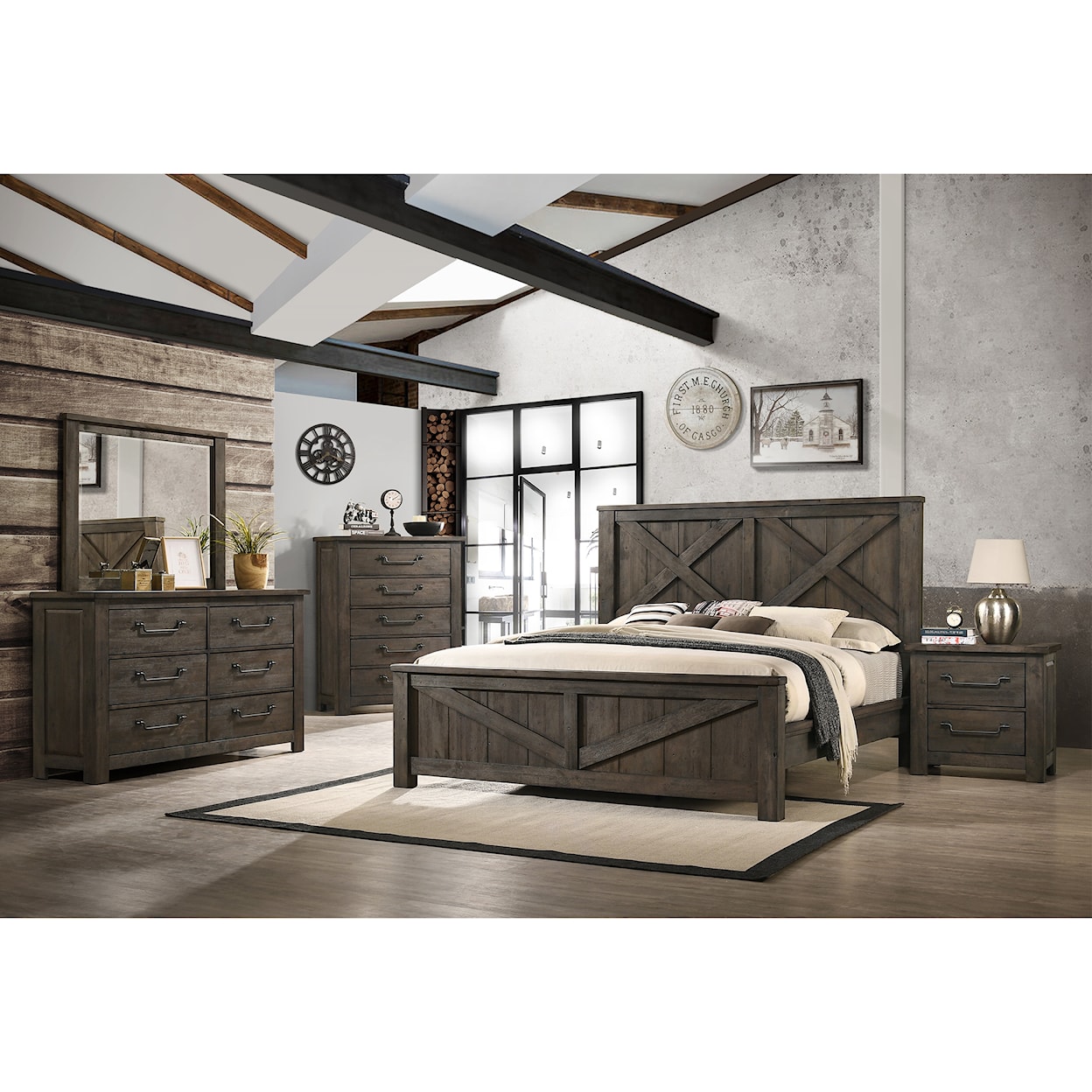 Elements International Maverick Dresser and Mirror Set