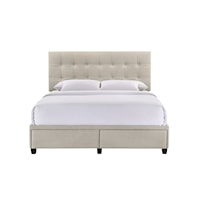 Contemporary Queen Storage Bed with  Button Tufting 