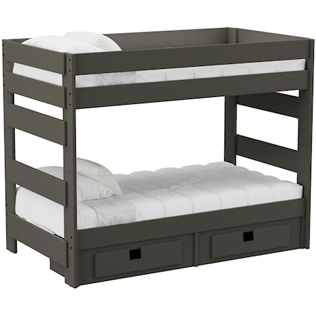 Cali Kids Complete Twin Over Twin Bunk With Trundle in Grey