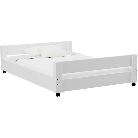 Cali Kids Full Caster Bed - White