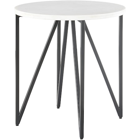 Contemporary Round End Table with Marble Top