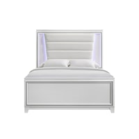 Transitional Queen Panel Bed with LED Lighting