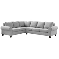 Transitional LHF Sectional Sofa with Rolled Arms