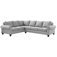 Transitional Stationary RHF Sectional Sofa with Rolled Arms