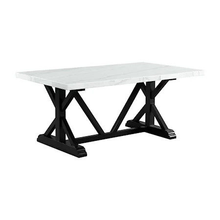 Transitional Marble Dining Table with Trestle Base