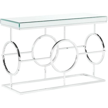Glam Sofa Table with Mirrored Table Top