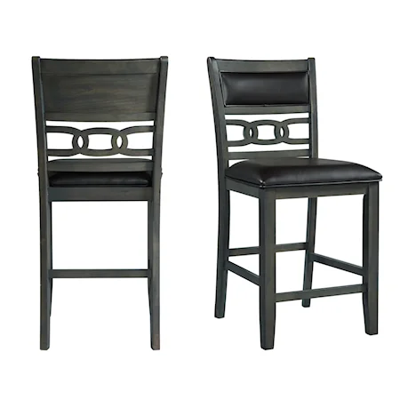 Transitional Set of 2 Counter Height Side Chairs with Upholstered Seat and Back