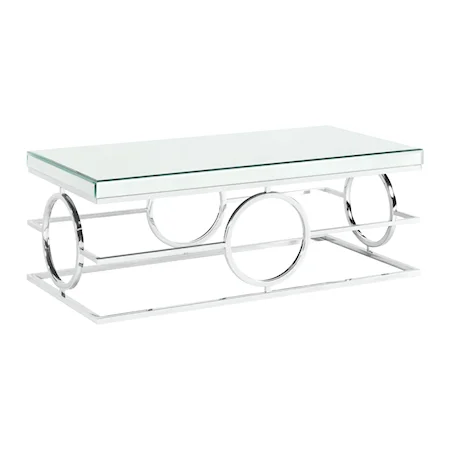 Glam Coffee Table with Mirrored Table Top