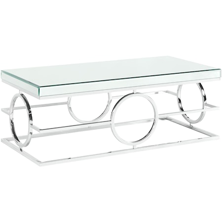 Glam Coffee Table with Mirrored Table Top