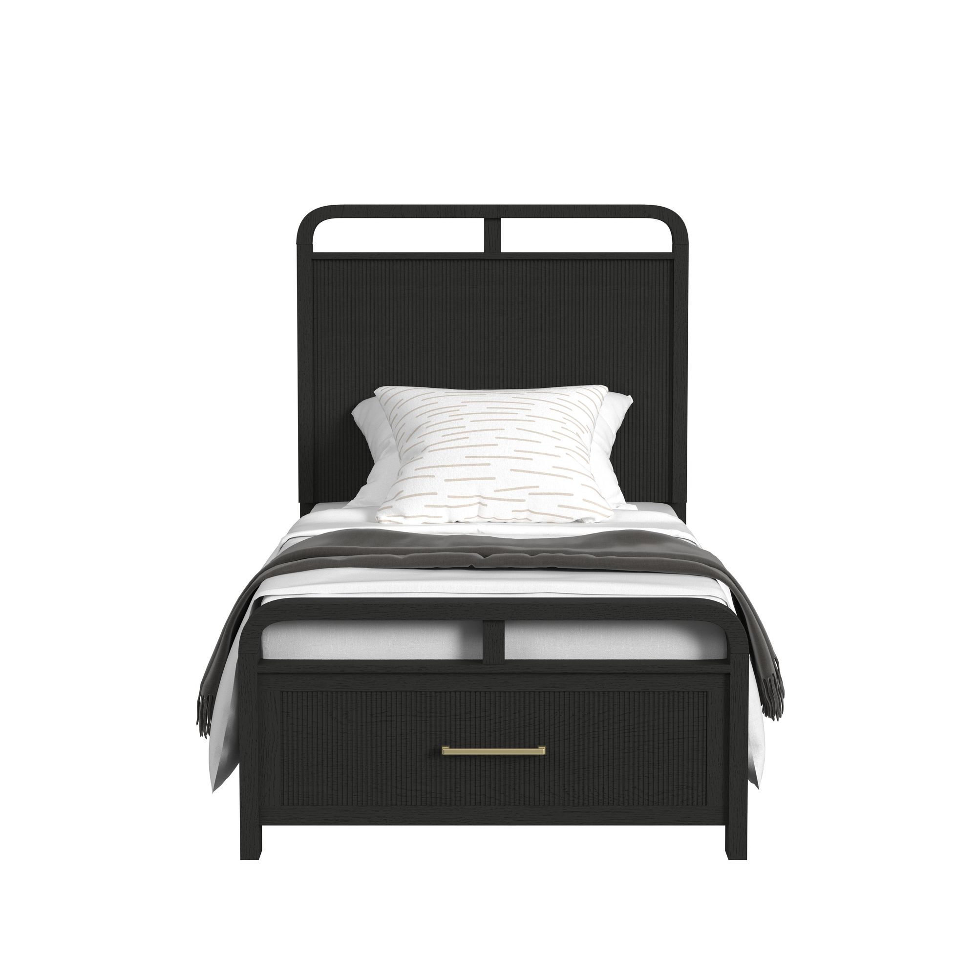 Twin Storage Bed In Black With Grain