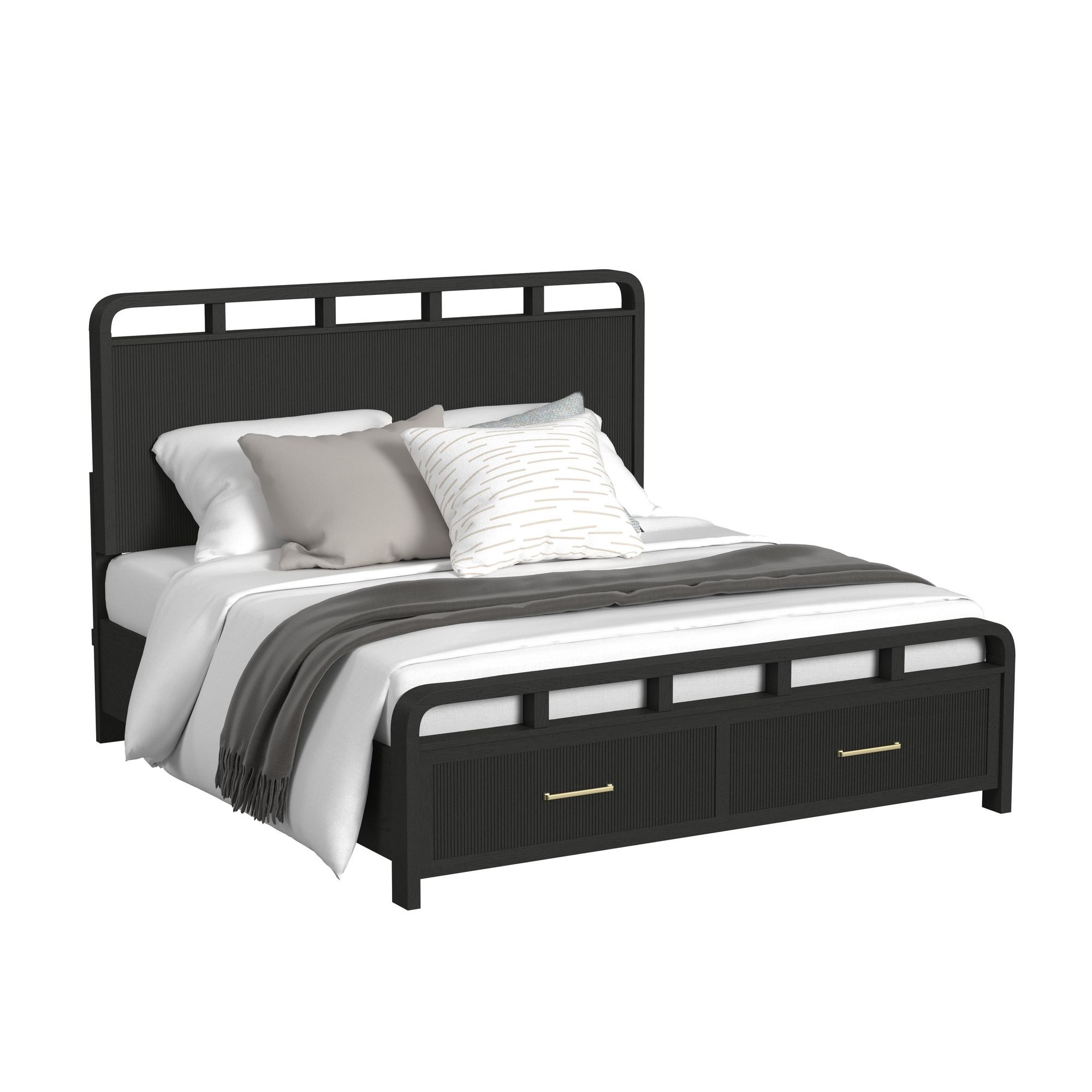 Elements International Ridgemont King Storage 5Pc Bedroom Set In Black