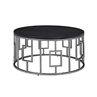 Contemporary Round Coffee Table with Metal Base