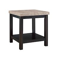 Transitional End Table with Marble Top