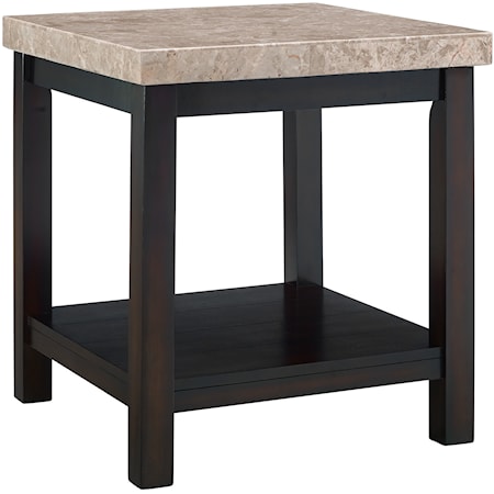 Transitional End Table with Marble Top