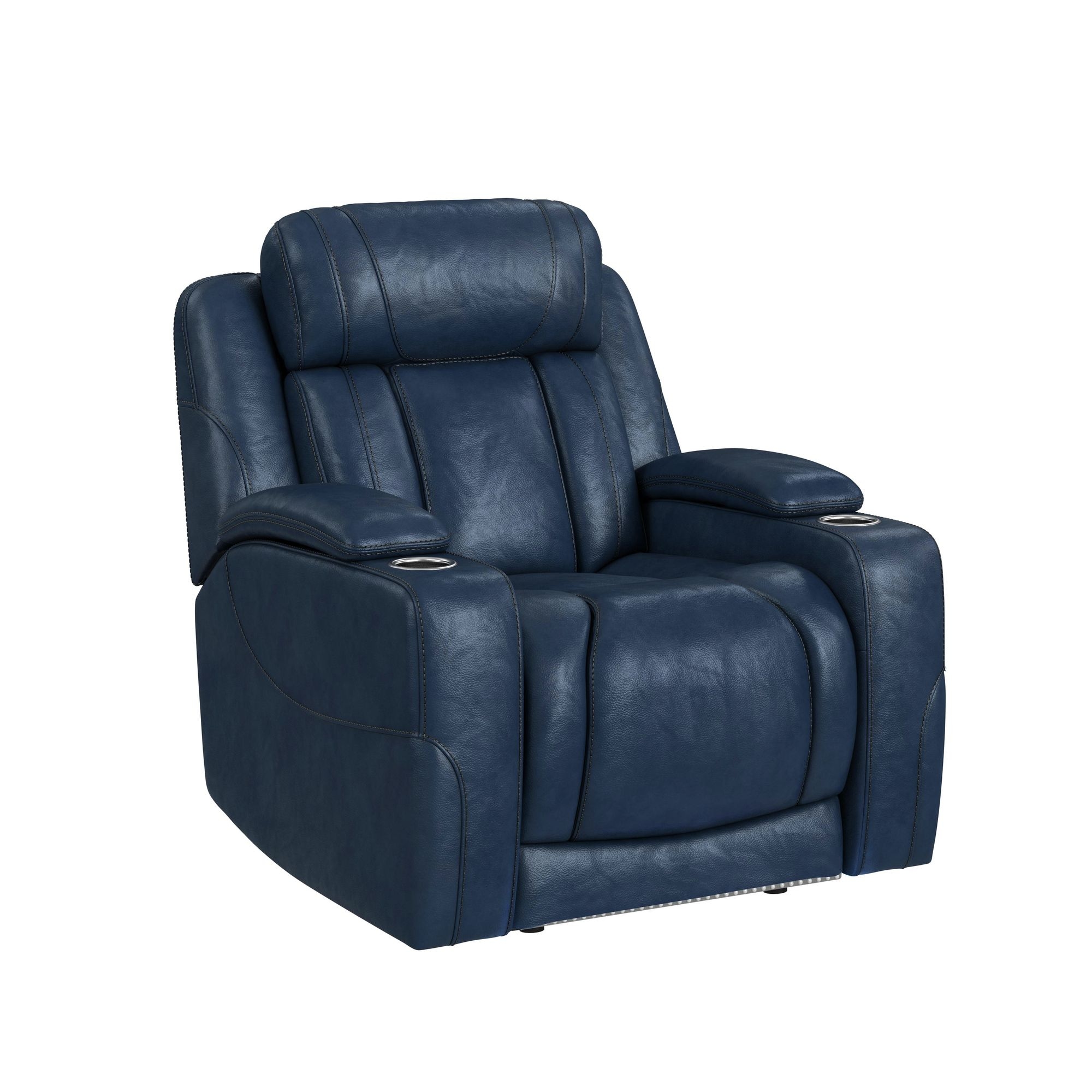 P3 Recliner With Led In Leather Gel Navy
