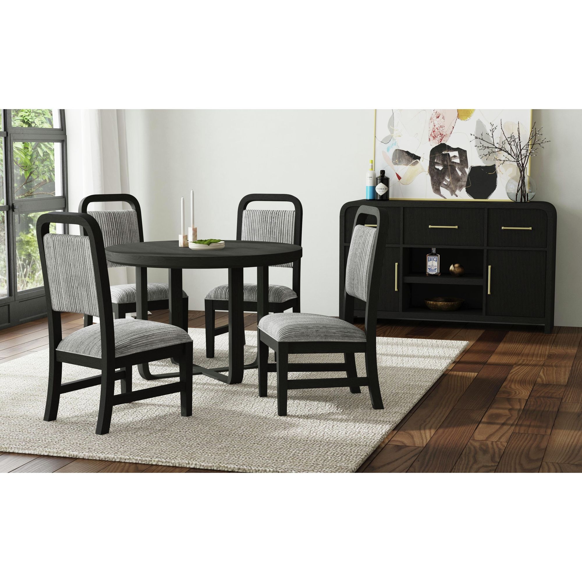 5Pc Standard Height Dining Set In Black