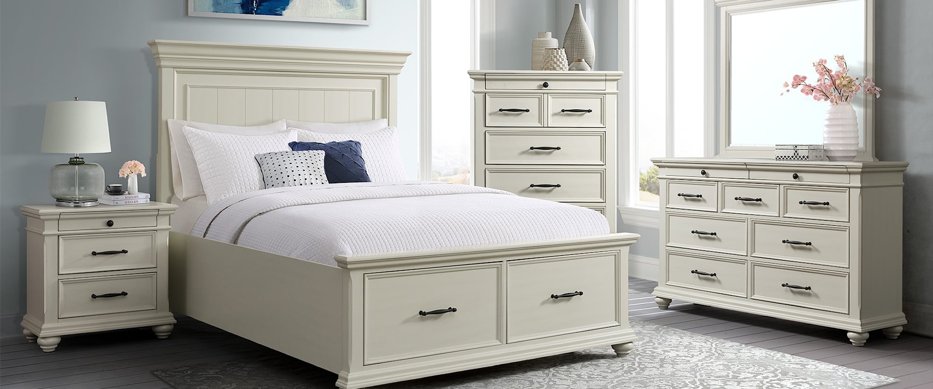 Transitional 3-Piece Queen Storage Bedroom Set