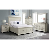 Transitional 5 Piece Queen Storage Bedroom Group