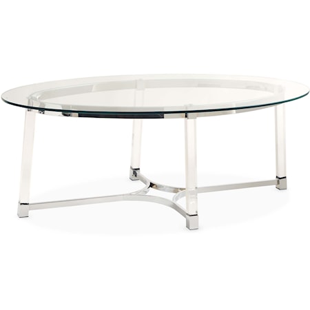 Contemporary Oval Coffee Table with Glass Top