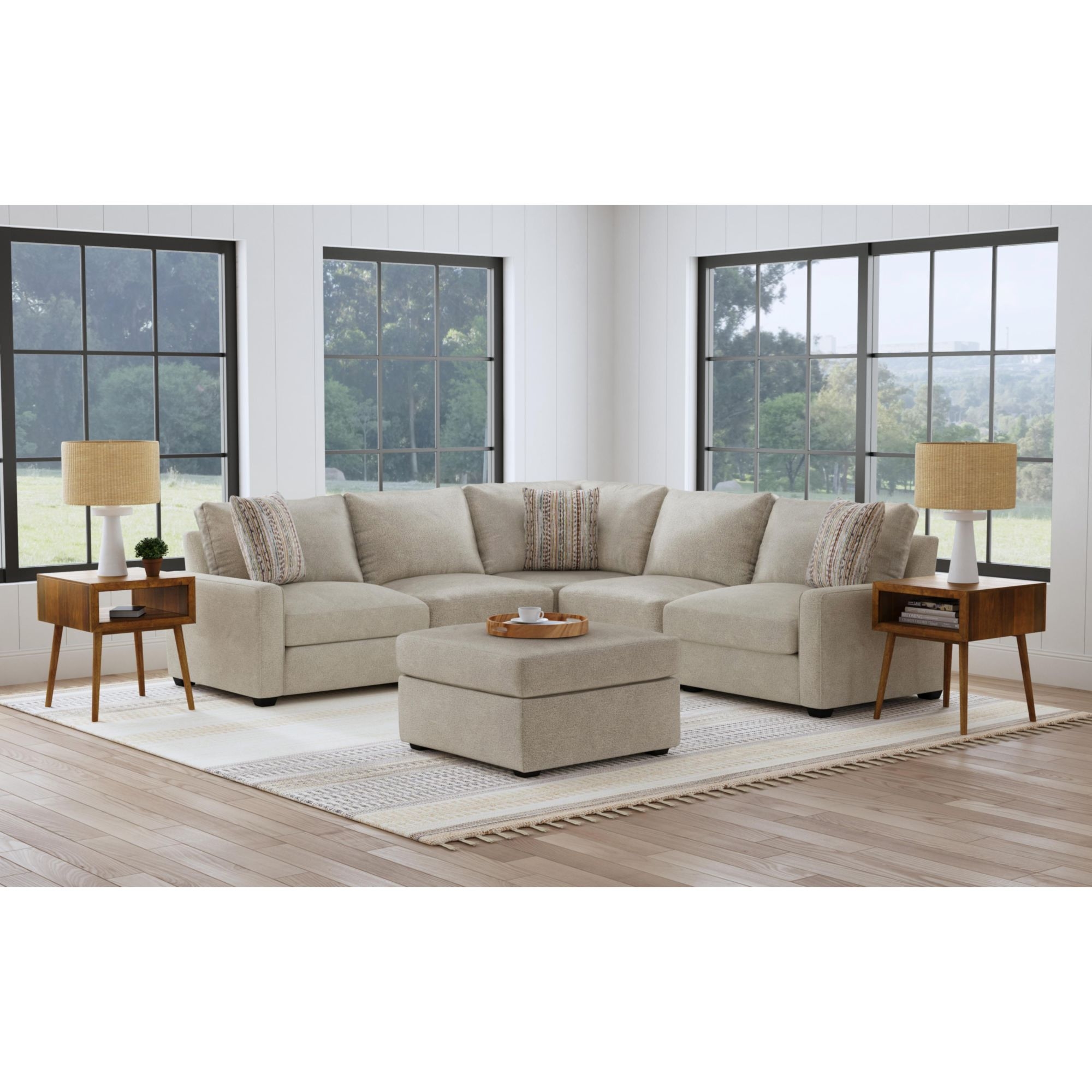 6Pc Sectional Set In United Light Grey