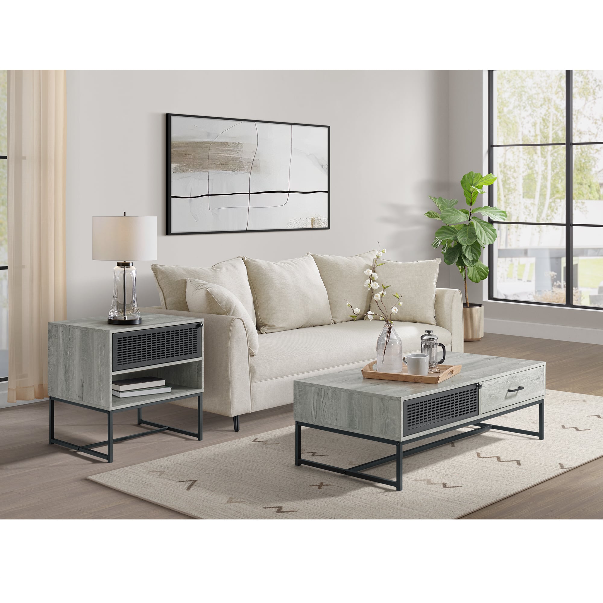 Tatiana 80607 TIA GREY END TABLE WITH STORAGE 7 Day Furniture Occ