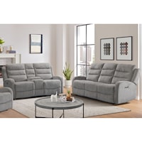 Avanti 2PC Living Room Set in Whiskers Nature Grey-Sofa & Loveseat