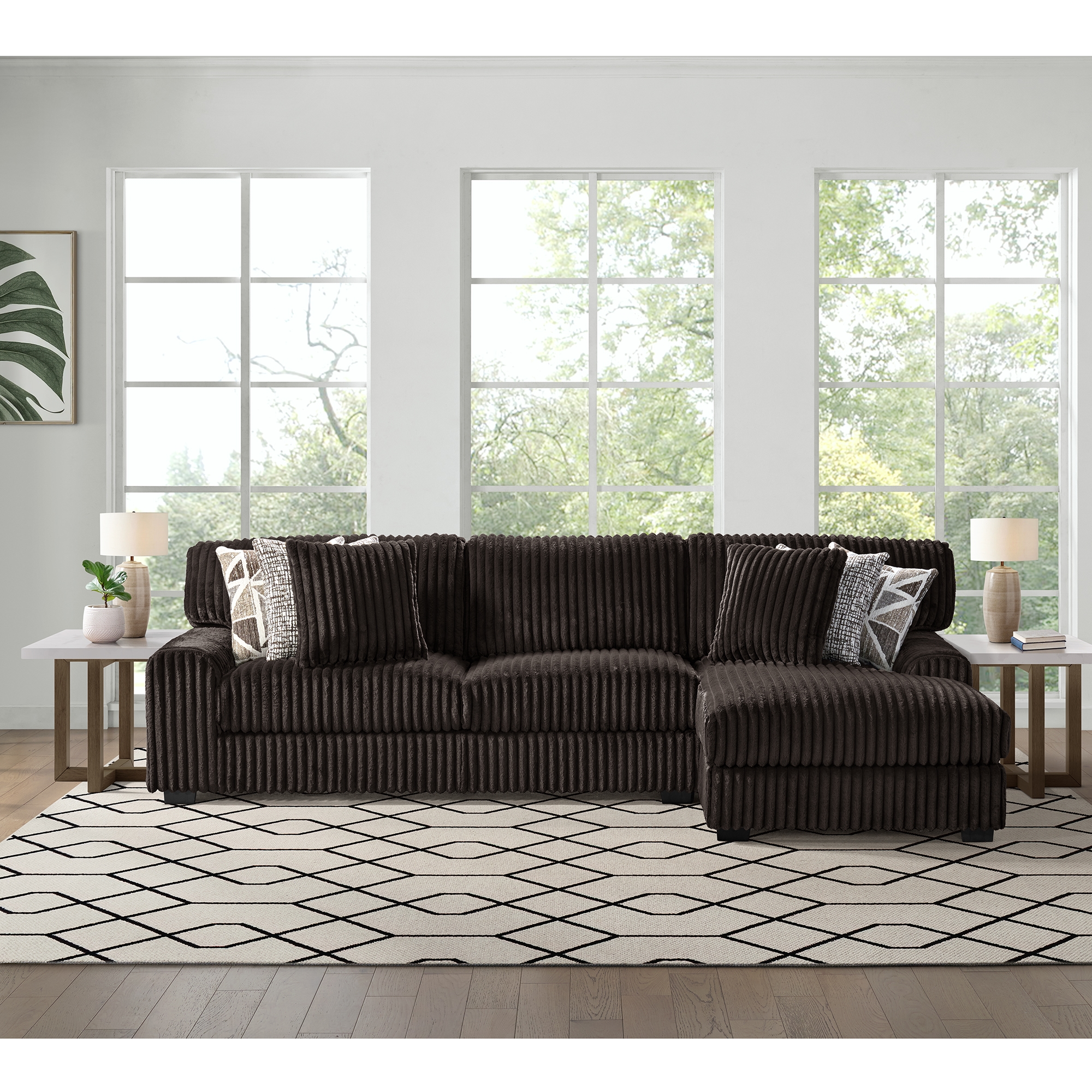 Rhf Chaise In Grand Cord Espresso