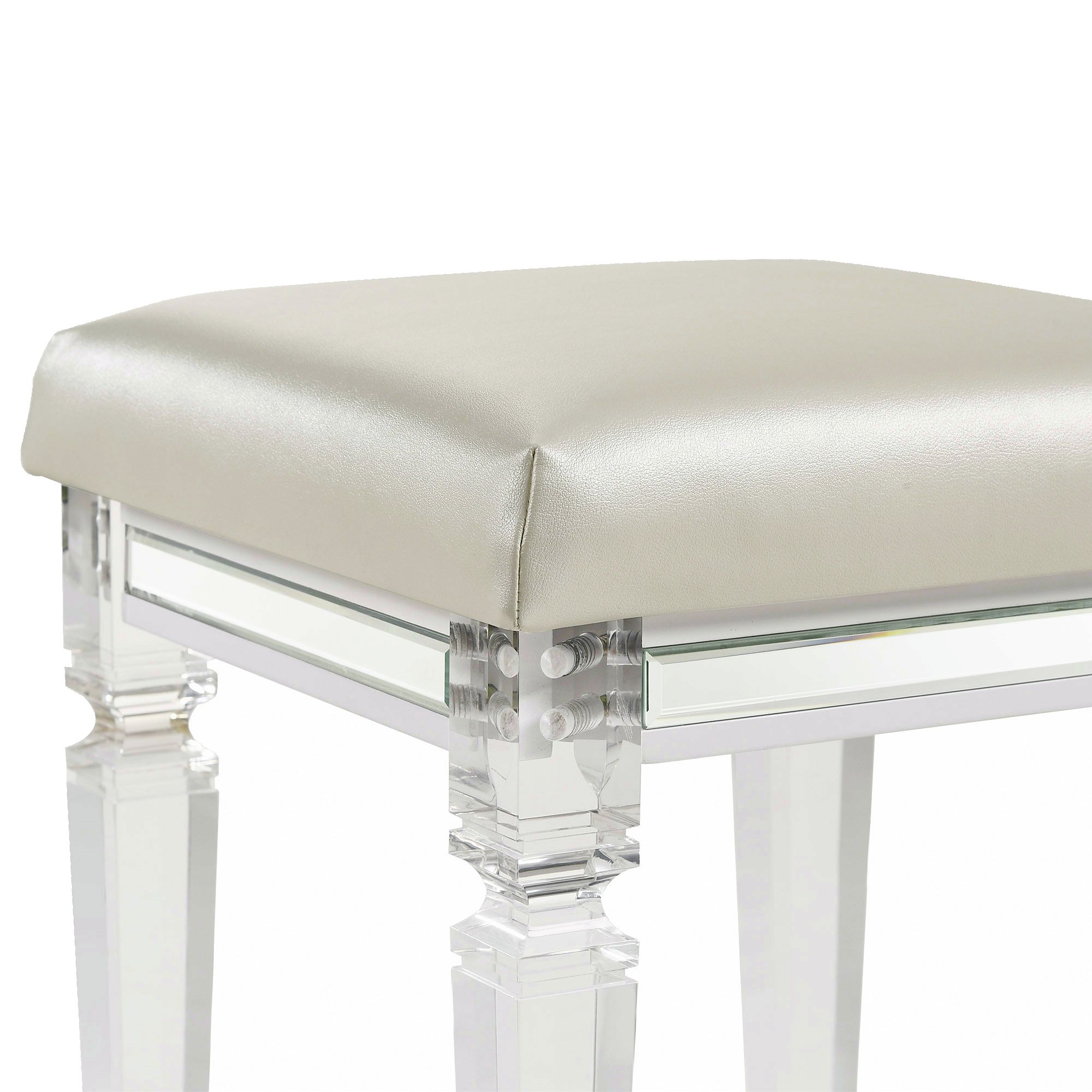 Vanity Stool W/ Acrylic Leg White