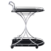 Metal and Glass Bar Cart with Wine Storage