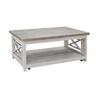 Rustic Coffee Table with Lower Shelf Space